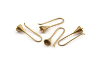 Brass Ear Wires, Earring Hooks, 6 Raw Brass Earring Setting for Pearl,  Brass Findings, Crafts (24mm) BS 1712