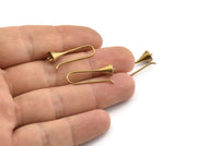 Brass Ear Wires, Earring Hooks, 6 Raw Brass Earring Setting for Pearl,  Brass Findings, Crafts (24mm) BS 1712