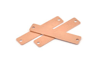 Copper Rectangle Charm, 6 Raw Copper Rectangle Stamping Blanks With 2 Hole, Pendants, Connectors (50x10x0.80mm) M563