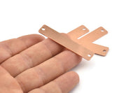 Copper Rectangle Charm, 6 Raw Copper Rectangle Stamping Blanks With 2 Hole, Pendants, Connectors (50x10x0.80mm) M563