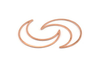 Copper Moon Charm, 4 Raw Copper Crescent Moon Charms, Connectors (50x15x1mm) M568
