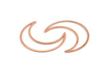 Copper Moon Charm, 4 Raw Copper Crescent Moon Charms, Connectors (50x15x1mm) M568