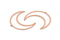 Copper Moon Charm, 4 Raw Copper Crescent Moon Charms With 1 Loop And 2 Holes (50x15x1mm) M565