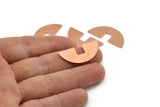 Semi Circle Blank, 10 Raw Copper Semi Circle Blanks, Geometric Blanks, Findings (31x14x0.90mm) M588