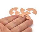 Semi Circle Charm, 10 Raw Copper Semi Circle Blanks, Geometric Blanks, Semi Circle Charms With 2 Holes (31x14x0.90mm) M586
