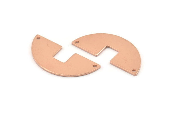 Yarım Daire Charm, 10 Ham Bakır Yarım Daire Boşluğu, Geometrik Boşluklar, 2 Delikli Yarım Daire Charmlar (31x14x0,90 mm) M587