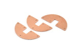 Semi Circle Charm, 10 Raw Copper Semi Circle Blanks, Geometric Blanks, Semi Circle Charms With 5 Holes (31x14x0.90mm) M592