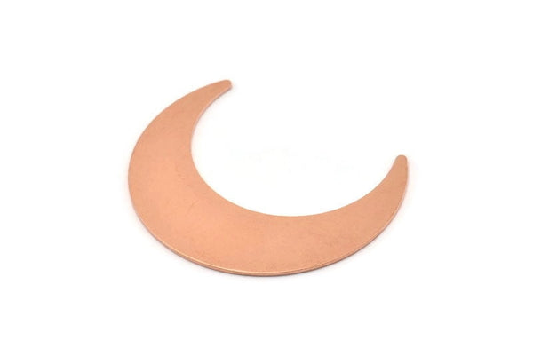 Copper Moon Blank, 4 Raw Copper Crescent Moon Stamping Blanks (50x15x0.90mm) M570
