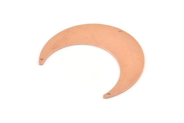 Copper Moon Charm, 4 Raw Copper Crescent Moon Charms With 3 Holes, Pendants (50x15x0.90mm) M577