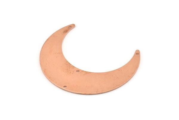 Bakır Ay Tılsımı, 4 Delikli 4 Ham Bakır Hilal Ay Tılsımı, Kolye Uçları (50x15x0,90 mm) M578