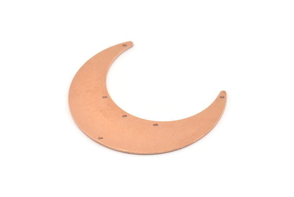 Copper Moon Charm, 4 Raw Copper Crescent Moon Charms With 6 Holes, Pendants (50x15x0.90mm) M582