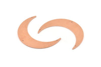 Copper Moon Charm, 4 Raw Copper Crescent Moon Charms With 3 Holes (46x11x0.90mm) M576