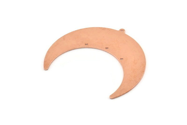 Bakır Ay Tılsımı, 1 Döngü ve 3 Delikli 4 Ham Bakır Hilal Ay Tılsımı (50x15x1mm) M597