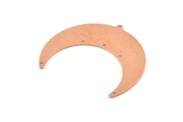 Bakır Ay Tılsımı, 1 Döngü ve 5 Delikli 4 Ham Bakır Hilal Ay Tılsımı (50x15x1mm) M599