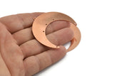 Bakır Ay Tılsımı, 1 Döngü ve 5 Delikli 4 Ham Bakır Hilal Ay Tılsımı (50x15x1mm) M599
