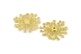 Brass Molecule Charm, 2 Raw Brass, Molecule Charms, Brass Pendants - Pad Size 4mm (33mm) N1395