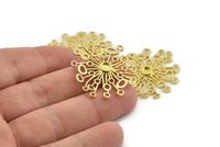Brass Molecule Charm, 2 Raw Brass, Molecule Charms, Brass Pendants - Pad Size 4mm (33mm) N1395
