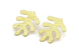 Brass Leaf Earring, 4 Textured Raw Brass Leaf Stud Earrings (32x25x0.80mm) M488 A1617
