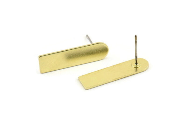 Stud Earring, 8 Raw Brass Geometric Stud Earrings (23x6x0.80mm) M079 A1613