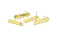 Stud Earring, 8 Raw Brass Geometric Stud Earrings (23x6x0.80mm) M079 A1613