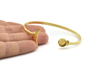 Brass Moon Cuff,  Raw Brass Moon And Planet Cuff Stone Setting With 1 Pad -  Pad Size 8mm N0978