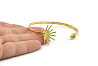 Brass Sun Cuff,  Raw Brass Sunshine Cuff Stone Setting With 1 Pad -  Pad Size 6mm N0983