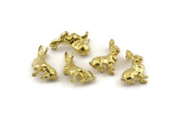 Brass Rabbit Charm, 4 Raw Brass Rabbit Charm Earrings With 1 Loop, Pendants, Findings (12x18mm) N0996