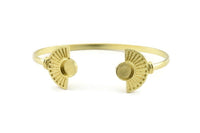 Brass Moon Cuff,  Raw Brass Half Moon Cuff Stone Setting With 1 Pad -  Pad Size 8mm N0988