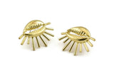 Brass Shell Earring, 2 Raw Brass Cowrie Shell Stud Earrings, Findings (26x20mm) N1007