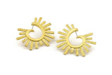 Brass Earring Findings, 2 Textured Raw Brass Stud Earrings (39x33x1mm) N1005