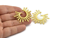 Brass Earring Findings, 2 Textured Raw Brass Stud Earrings (39x33x1mm) N1005