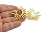 Brass Earring Findings, 2 Textured Raw Brass Stud Earrings (39x33x1mm) N1005