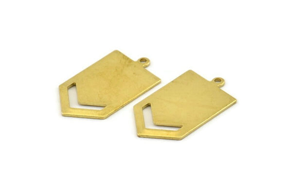 Brass Chevron Charm, 12 Raw Brass Arrow Charms With 1 Loop (27x15x0.80mm) A1597