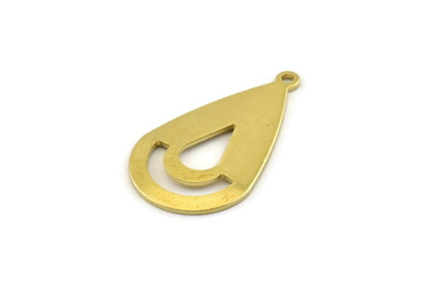Brass Drop Charm, 12 Raw Brass Drop Charms With 1 Loop (28x16x0.80mm) A1603