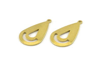 Brass Drop Charm, 12 Raw Brass Drop Charms With 1 Loop (28x16x0.80mm) A1603