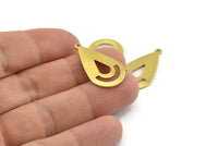 Brass Drop Charm, 12 Raw Brass Drop Charms With 1 Loop (28x16x0.80mm) A1603