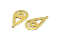Brass Drop Charm, 12 Raw Brass Drop Charms With 1 Loop (28x16x0.80mm) A1605