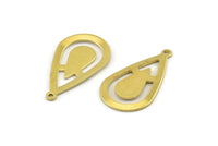 Brass Drop Charm, 12 Raw Brass Drop Charms With 1 Loop (28x16x0.80mm) A1606