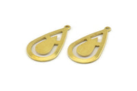 Brass Drop Charm, 12 Raw Brass Drop Charms With 1 Loop (28x16x0.80mm) A1606