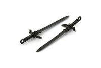 Zelda Sword Charm, 4 Oxidized Black Brass Sword Charms With 1 Loop (49x15mm) N0800 S568