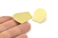 D Shaped Earring, 6 Raw Brass D Shaped Stud Earrings (25x22x0.80mm) M463 A1618