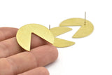 Brass Moon Earring, 4 Raw Brass Moon Stud Earrings (30x26x0.80mm) M183 A1629