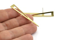 Brass Triangle Earring, 8 Hammered Raw Brass Triangle Stud Earrings (50x8x0.80mm) M435 A1631