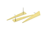 Brass Triangle Earring, 8 Hammered Raw Brass Triangle Stud Earrings (40x8x0.80mm) M311 A1635