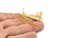 Brass Triangle Earring, 8 Hammered Raw Brass Triangle Stud Earrings (40x8x0.80mm) M311 A1635