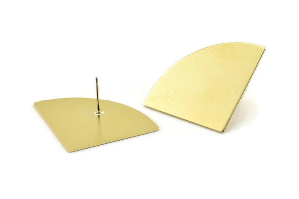 Brass Triangle Earring, 4 Raw Brass Fan Stud Earrings (40x28x0.80mm) M214 A1628