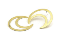 Brass Moon Earring, 4 Raw Brass Crescent Moon Stud Earrings (42x16x0.80mm) M175 A1633