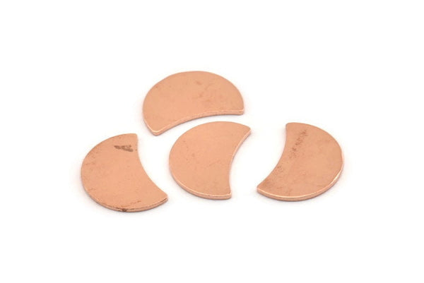 Copper Moon Blank, 12 Raw Copper Crescent Moon Stamping Blanks (13x8x0.70mm) M600