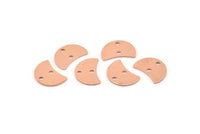 Copper Moon Charm, 12 Raw Copper Crescent Moon Charms With 2 Holes, Connectors (13x8x0.70mm) M601