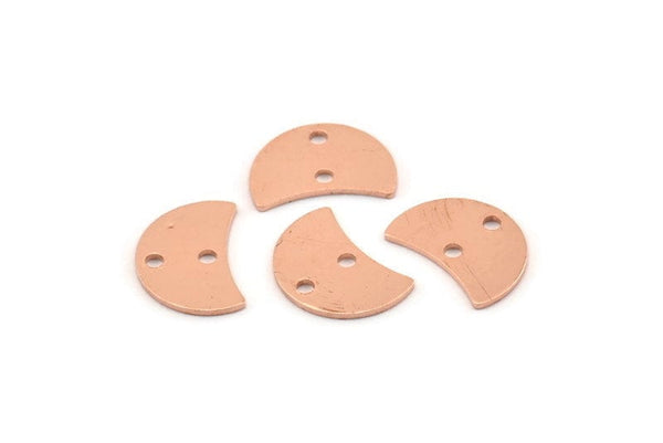Copper Moon Charm, 12 Raw Copper Crescent Moon Charms With 2 Holes, Connectors (13x8x0.70mm) M601